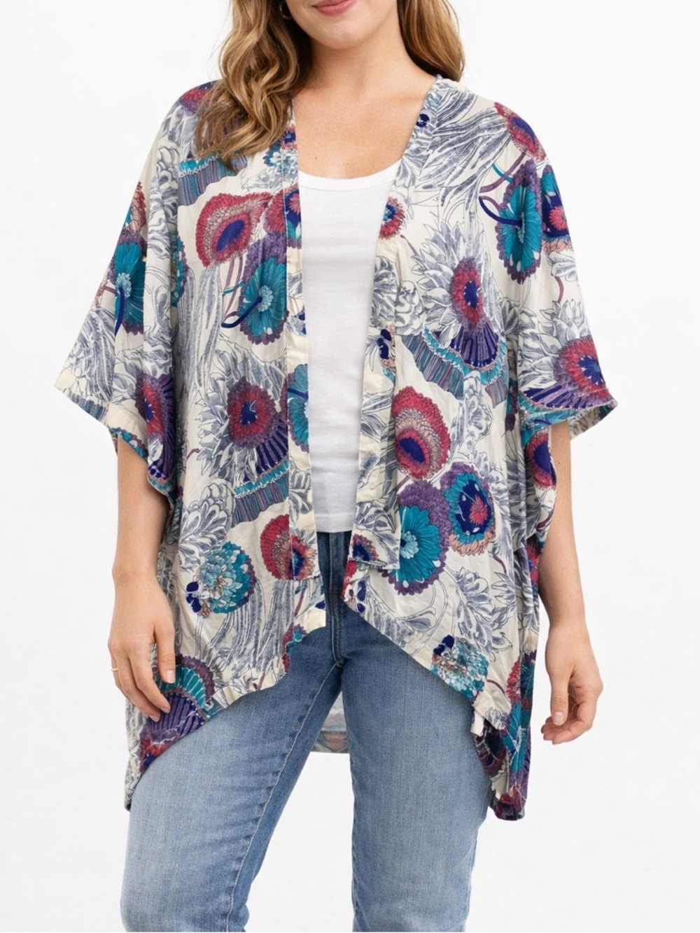 Do Everything In Love Anthropologie Floral Kimono Open Front Cover Up One Size